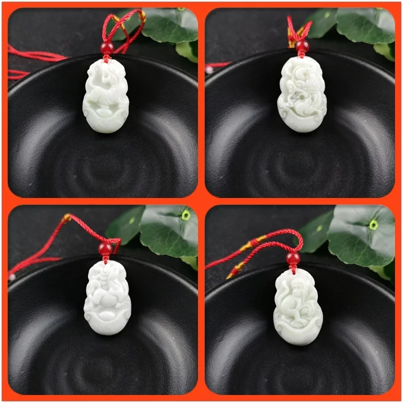 Women'S Fashion Jewellery - Chinese Zodiac Carved Jade Pendant Necklace