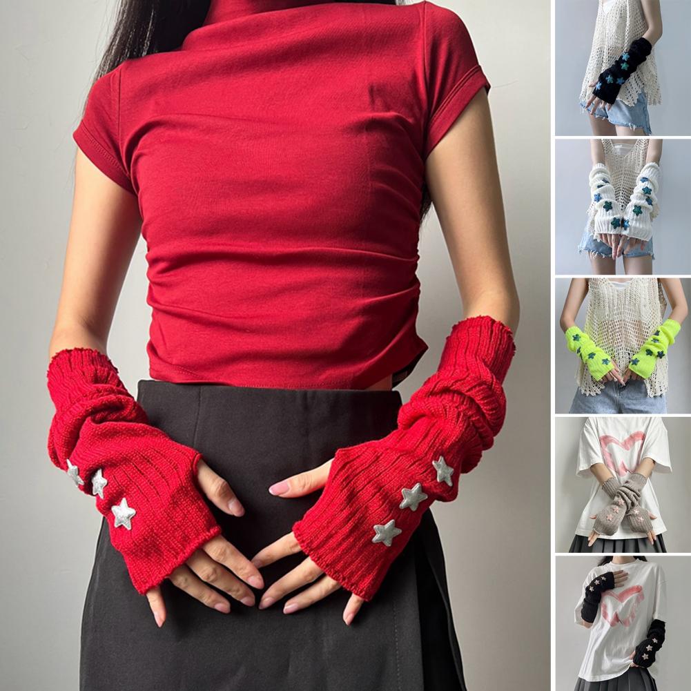 Women Fashion Gloves - Women's Autumn Winter Warm Star Pattern
