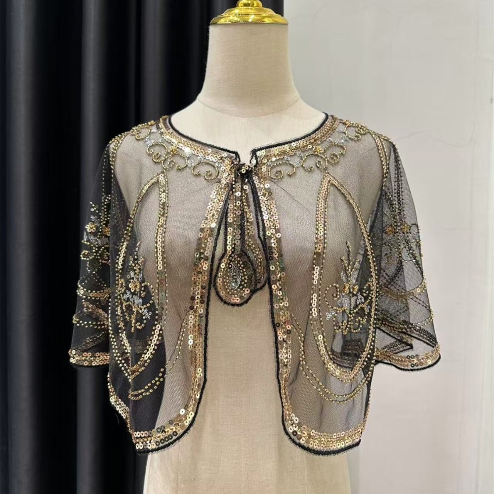 Women'S Fashion In The 1920S - Elegant Sequin Embroidery Flapper Shawl Beaded
