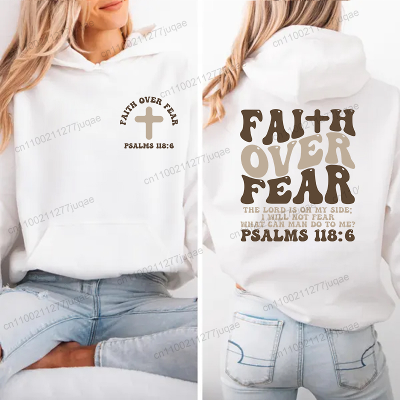 Faith Over Fear Print Sweatshi - Women Fashion Over The Years 评论和价格
