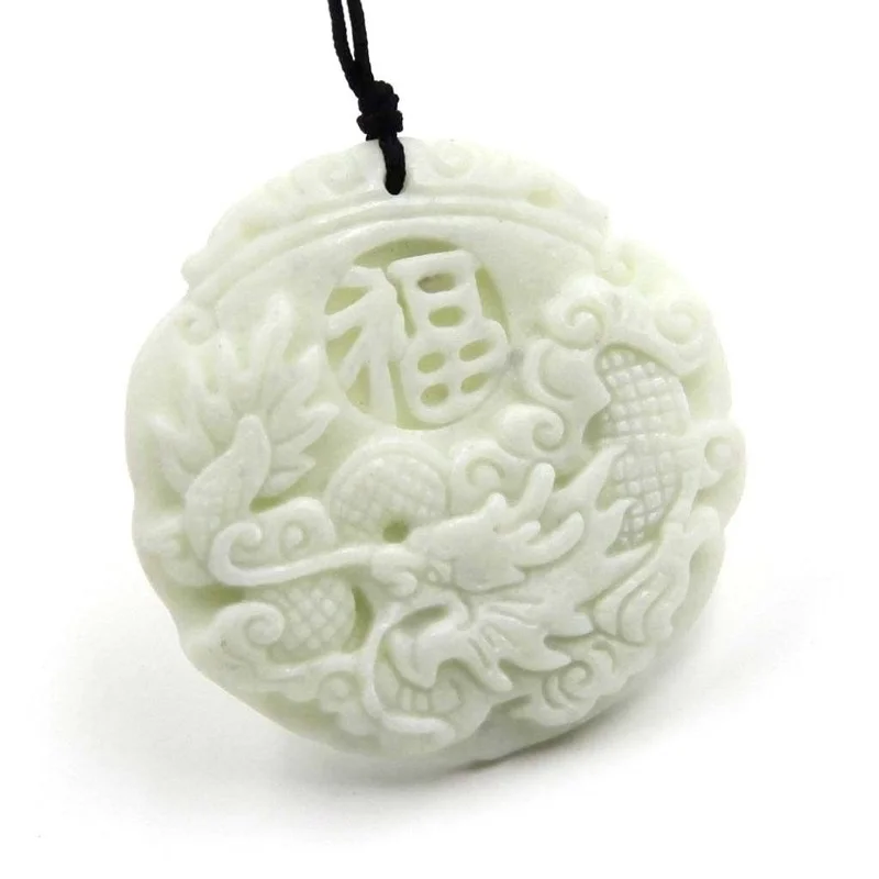 Natural White jade Dragon Phoe - Women'S Fashion Jewellery 评论和价格
