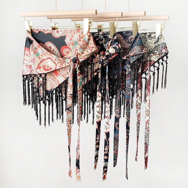 Tassel Tie Waist Seal Printed  - Women'S Fashion Layering 评论和价格
