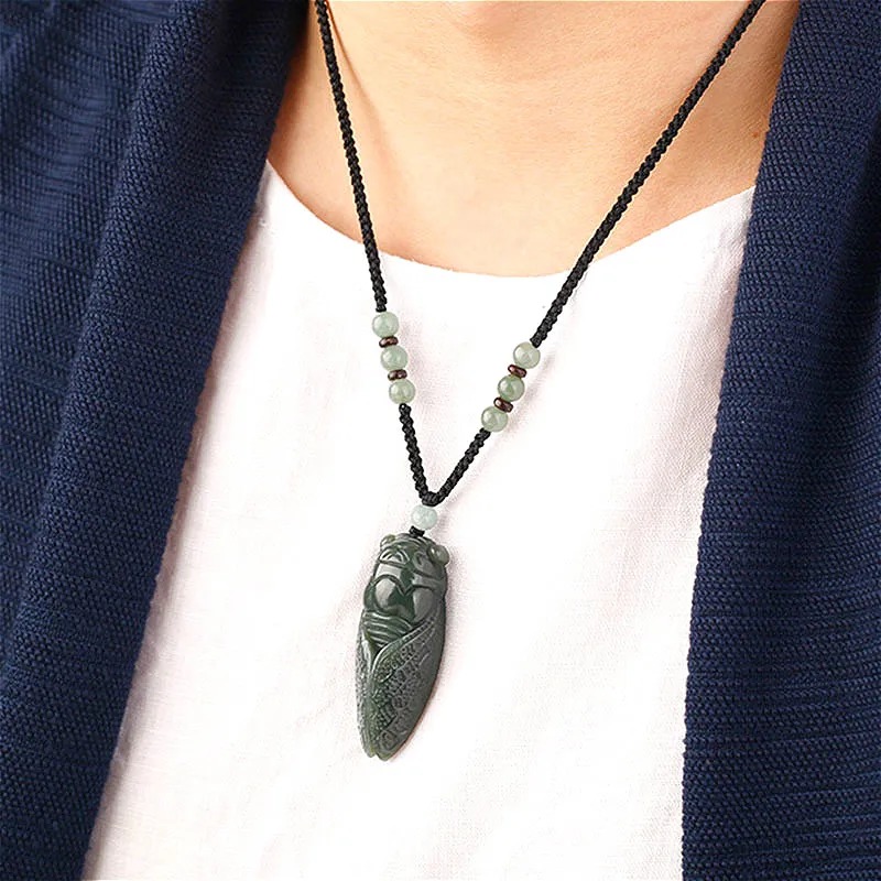 Natural Hetian Jade Cicada Pen - Women'S Fashion Jewellery 评论和价格