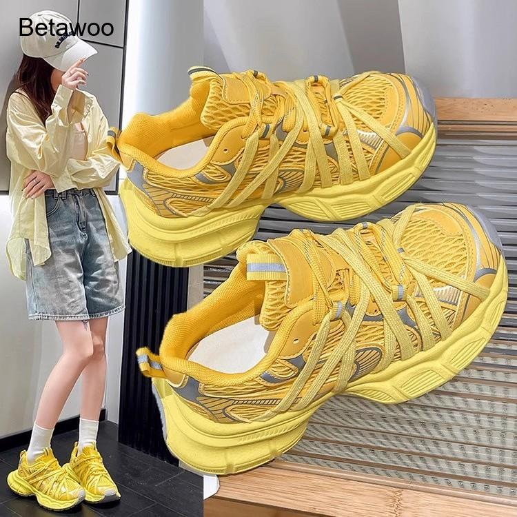 Women's Fashion Mesh Platform  - Women'S Yellow Fashion Sneakers 评论和价格