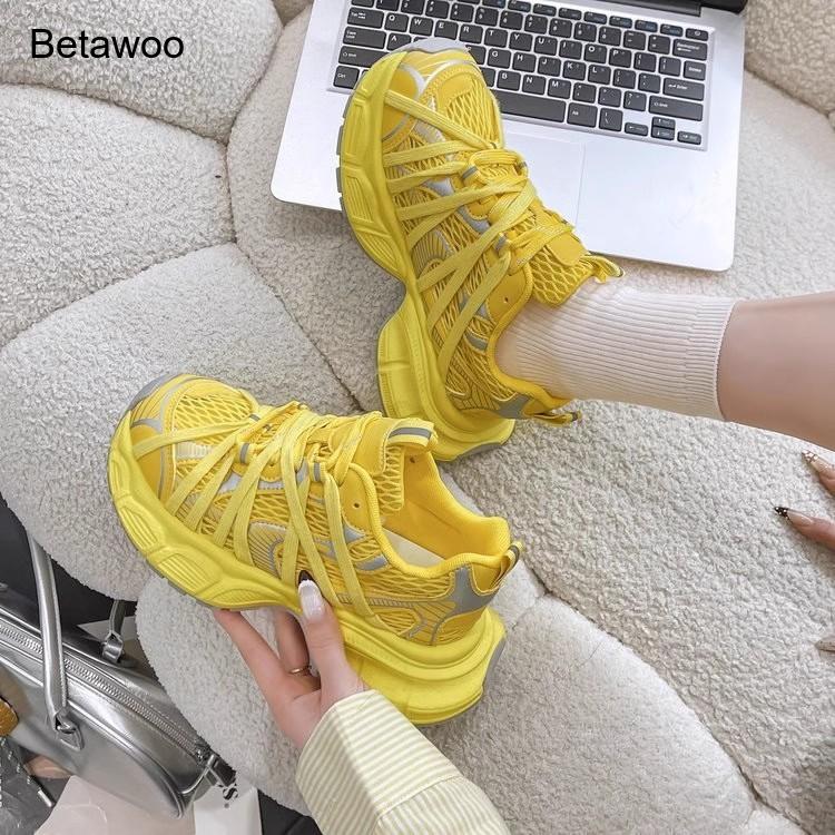Women's Fashion Mesh Platform  - Women'S Yellow Fashion Sneakers 评论和价格
