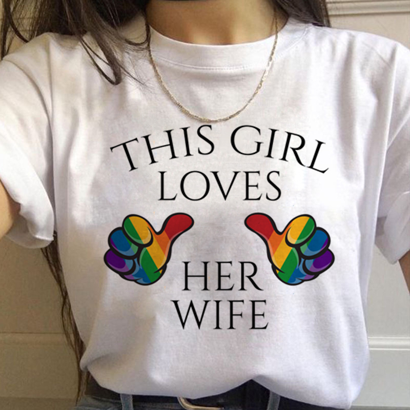 Lgbt Rainbow Harajuku T Shirt  - Women'S Fashion In The 90S 评论和价格