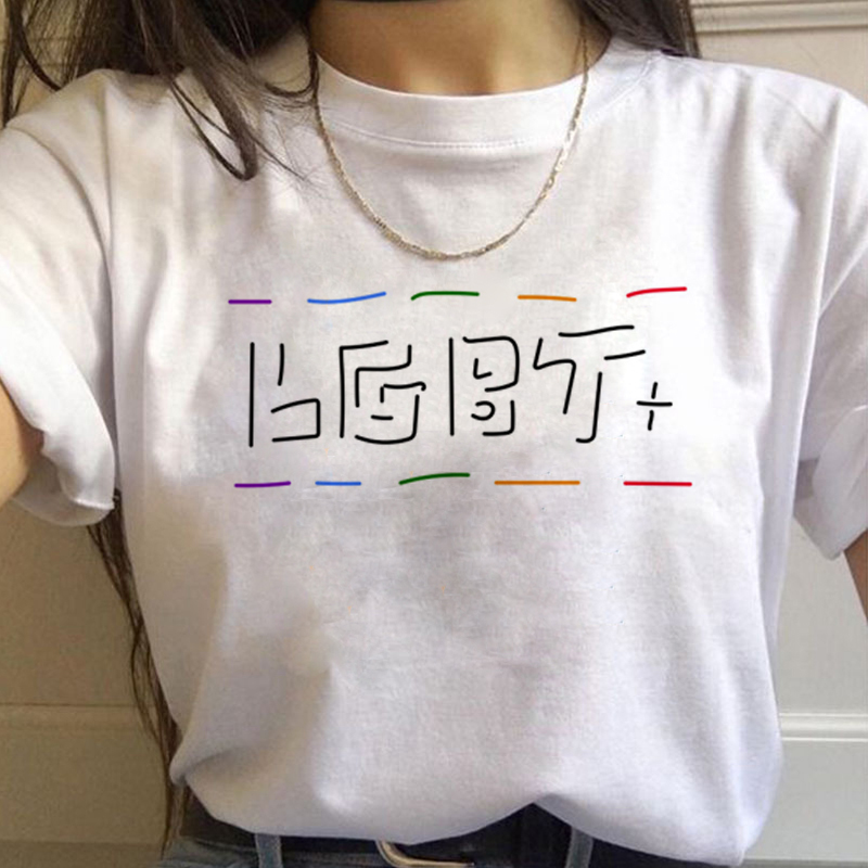 Lgbt Rainbow Harajuku T Shirt  - Women'S Fashion In The 90S 评论和价格