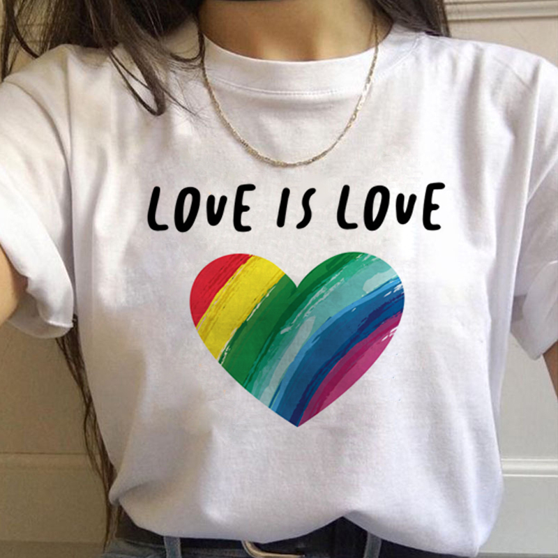 Lgbt Rainbow Harajuku T Shirt  - Women'S Fashion In The 90S 评论和价格