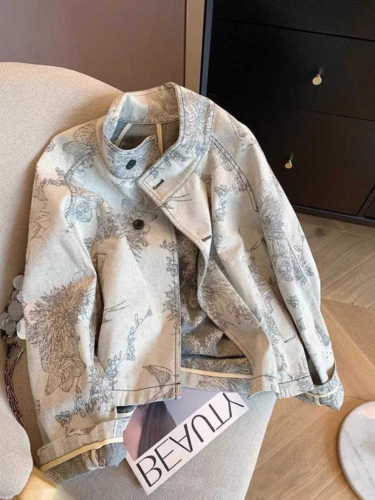 Women Light Grey Print Denim J - Women'S Fashion In The 90S 评论和价格