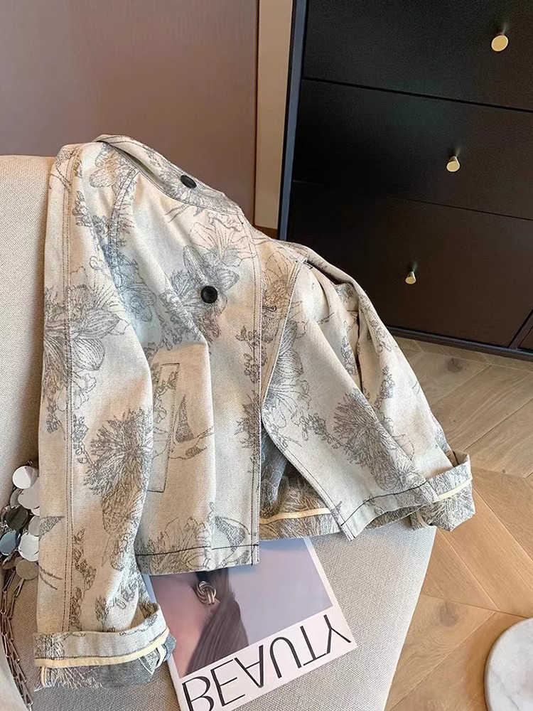 Women Light Grey Print Denim J - Women'S Fashion In The 90S 评论和价格