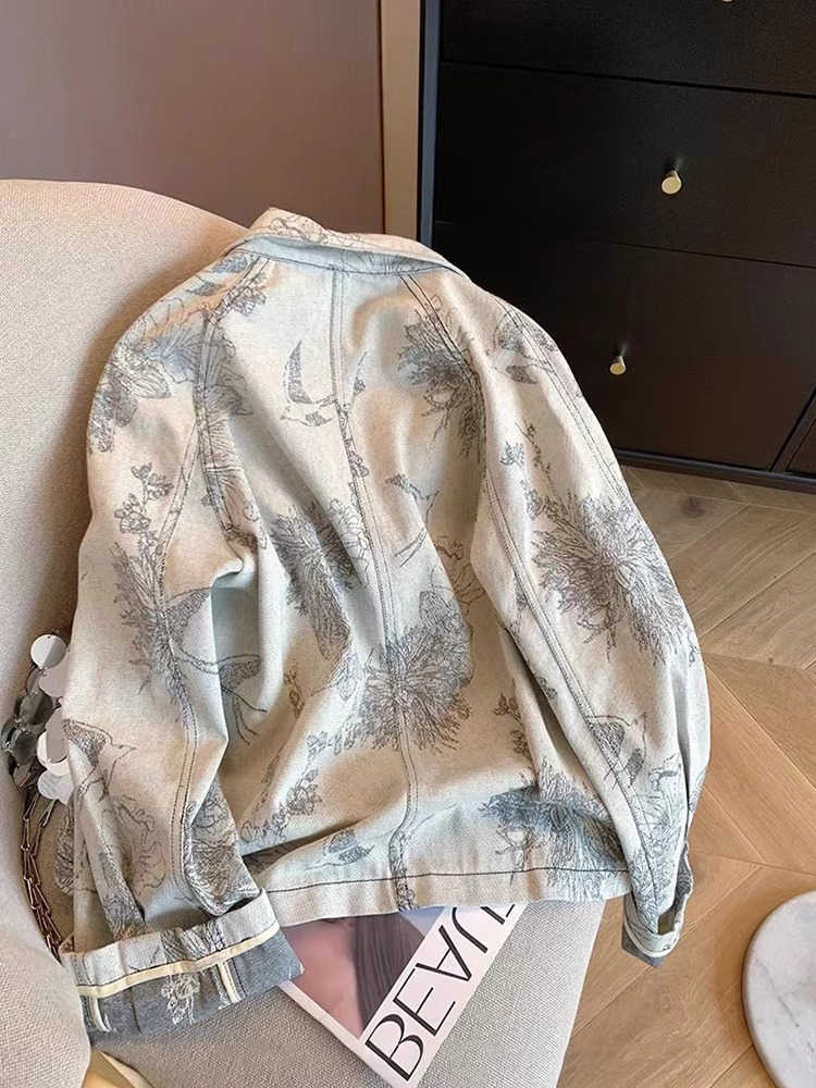 Women Light Grey Print Denim J - Women'S Fashion In The 90S 评论和价格