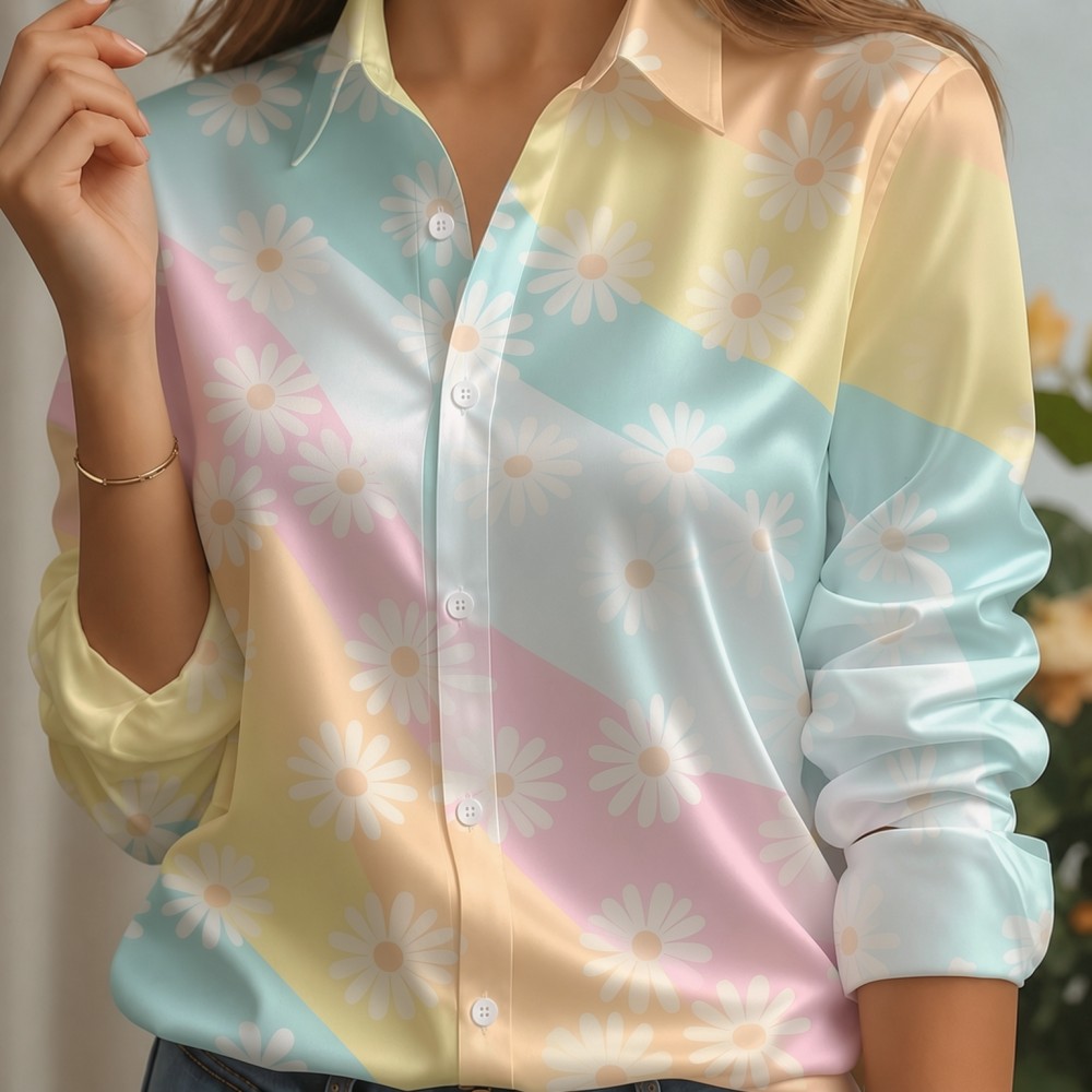 Women Satin Lapel Collar Shirt - Women'S Fashion Day 评论和价格