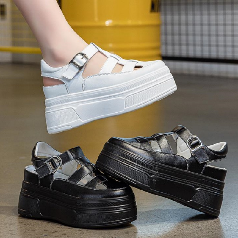 8.5cm Hollow Full Cow Genuine  - Sneakers Fashion Women 评论和价格