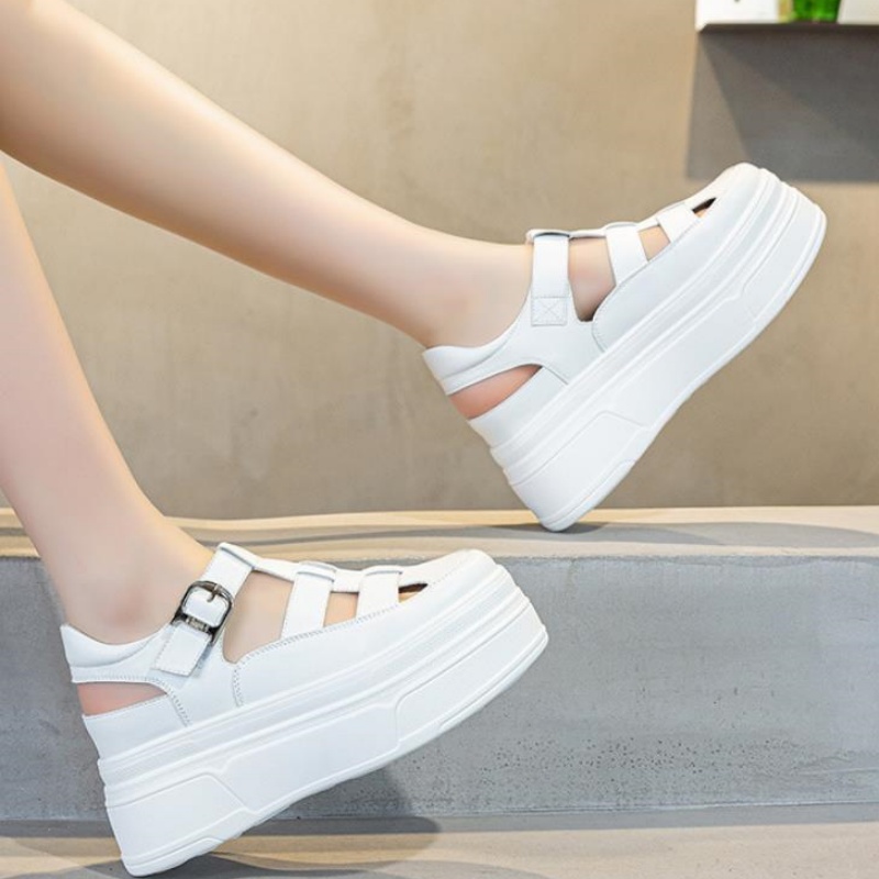 8.5cm Hollow Full Cow Genuine  - Sneakers Fashion Women 评论和价格