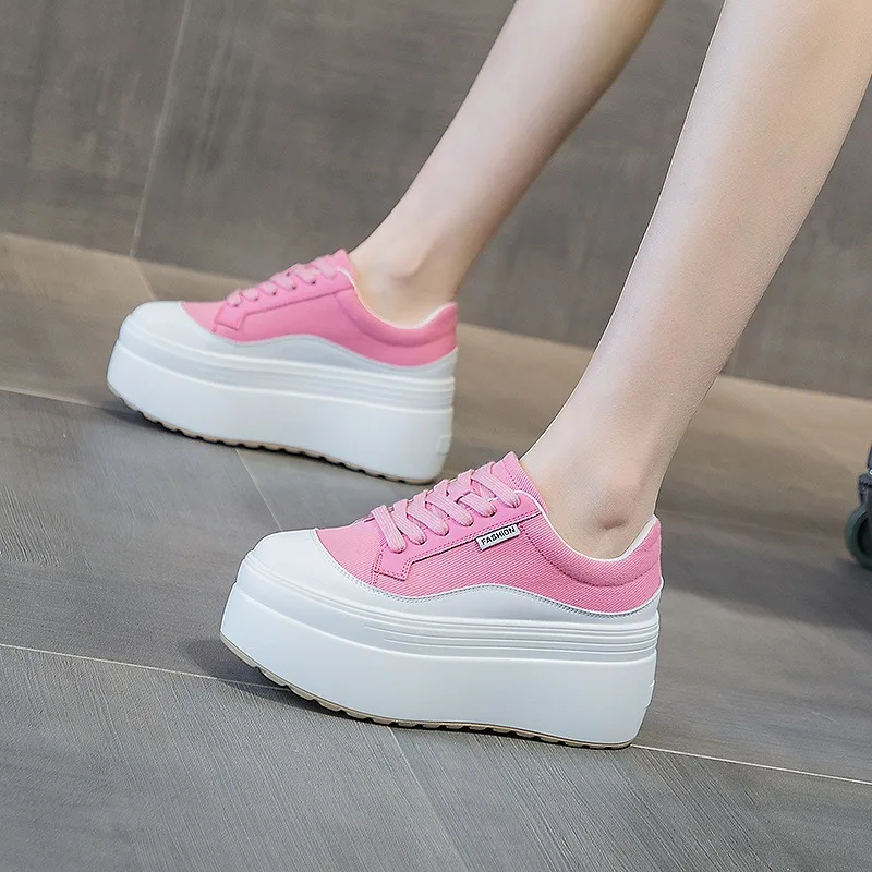 8cm New Canvas Genuine Leather - Sneakers Fashion Women 评论和价格