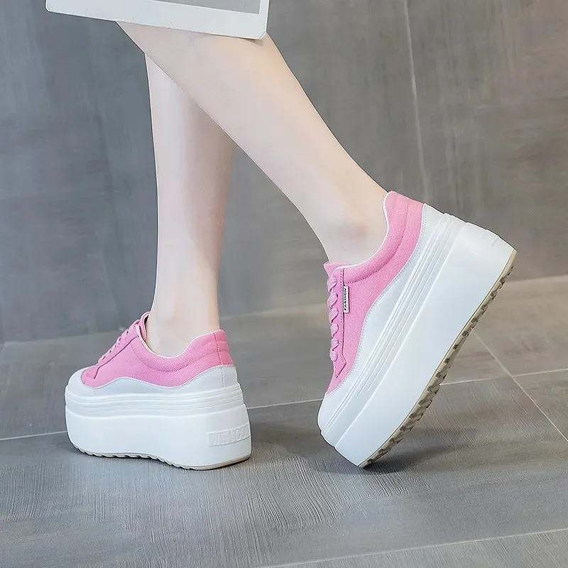 8cm New Canvas Genuine Leather - Sneakers Fashion Women 评论和价格