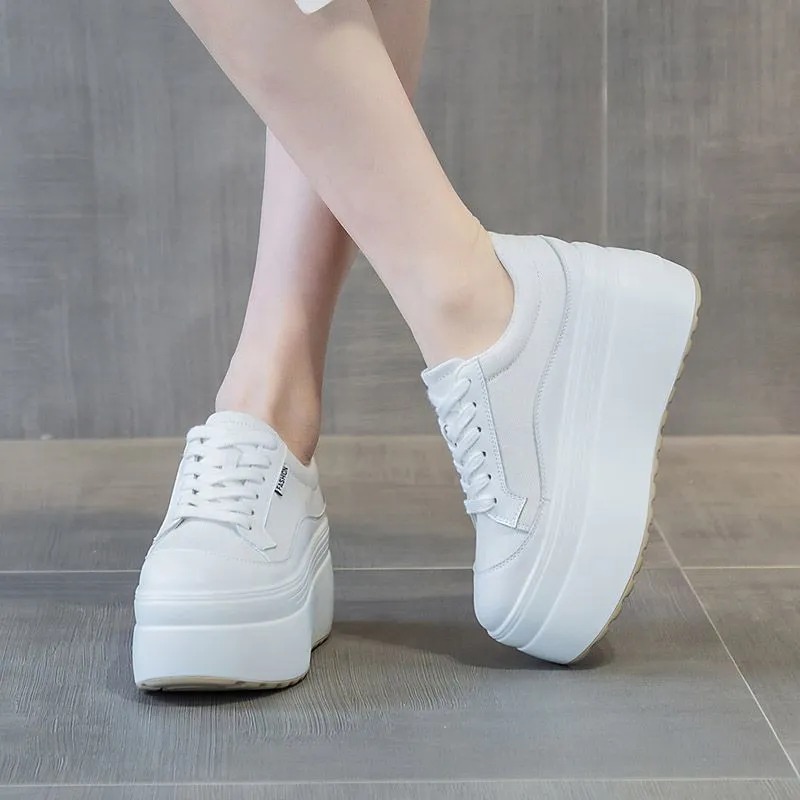 8cm New Canvas Genuine Leather - Sneakers Fashion Women 评论和价格