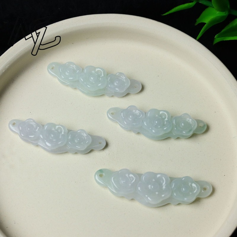 1pc Natural Jadeite Emerald Fl - Women And Men Fashion 评论和价格
