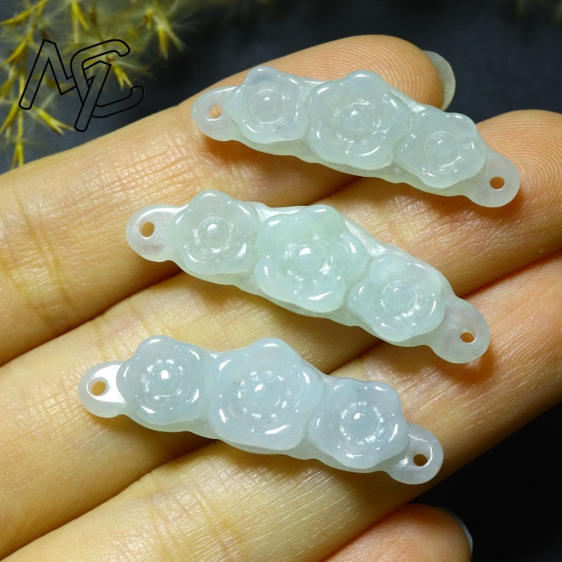 1pc Natural Jadeite Emerald Fl - Women And Men Fashion 评论和价格