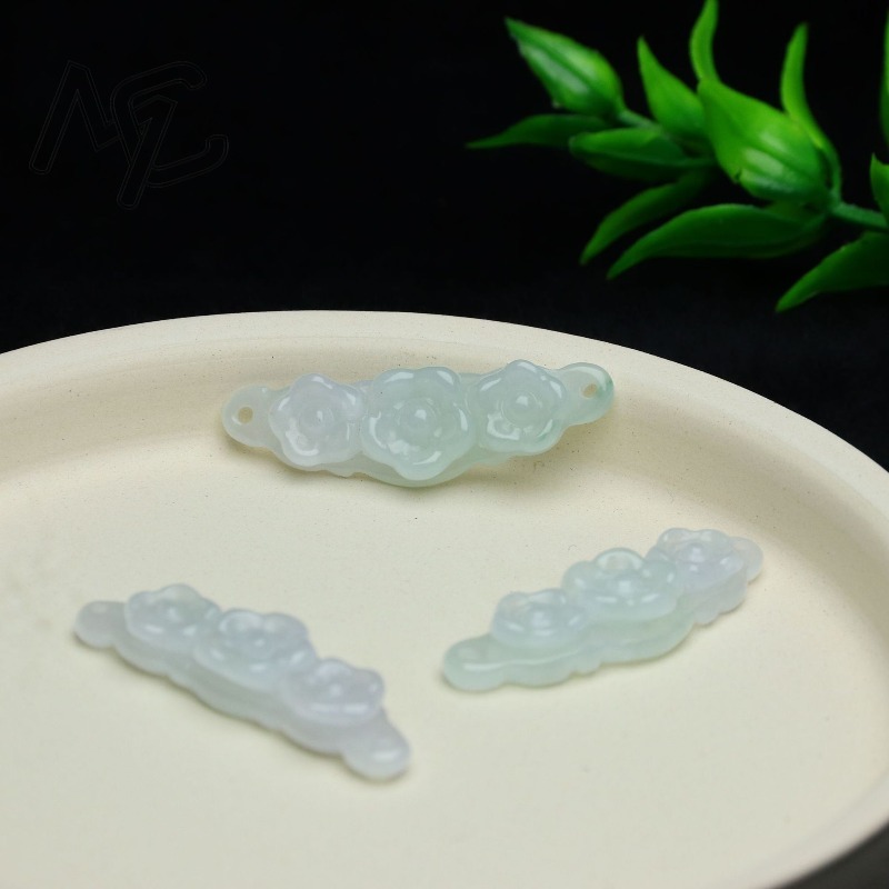 1pc Natural Jadeite Emerald Fl - Women And Men Fashion 评论和价格