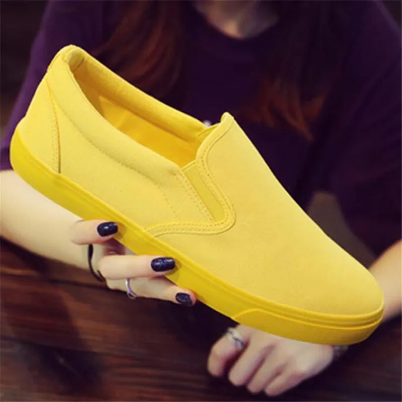 Men and Women Breathable Canva - Women'S Yellow Fashion Sneakers 评论和价格