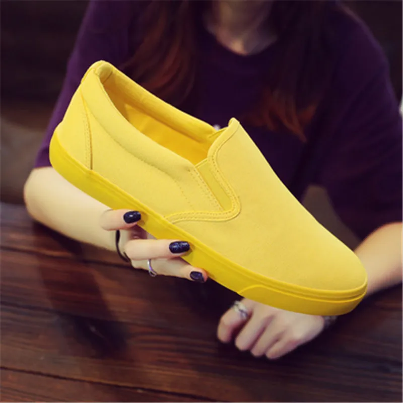 Men and Women Breathable Canva - Women'S Yellow Fashion Sneakers 评论和价格