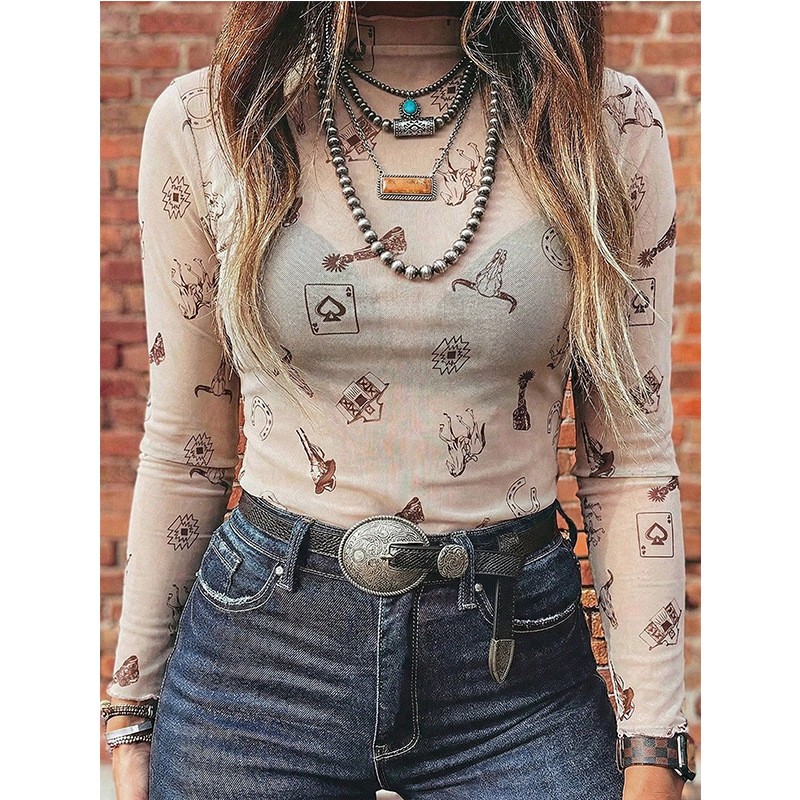 Women's Autumn Mesh Turtleneck - Women Fashion Styles 评论和价格