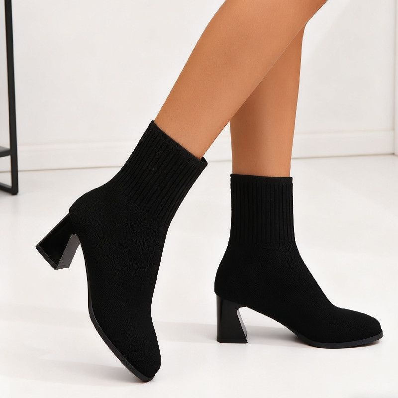 Square Toe Knit Sock Boots Ela - Women'S Fashion Socks 评论和价格