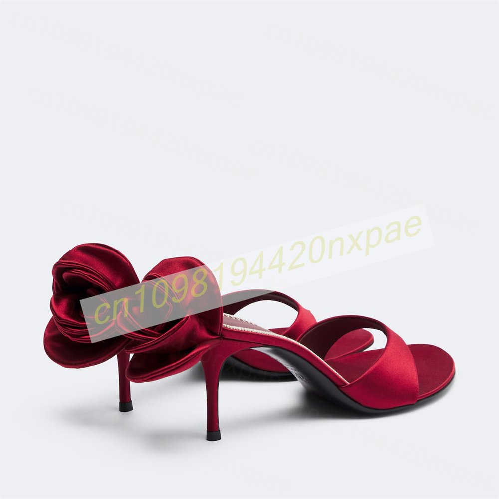 Women Red Satin Thong Mule San - Floral Summer Dress 评论和价格