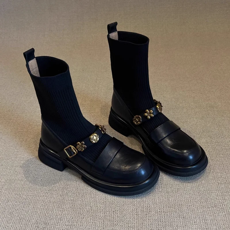 Flower Women's Ankle Boots Fla - Women'S Fashion Socks 评论和价格