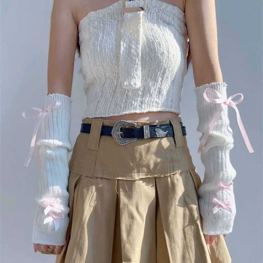 Streetwear Elastic Knitted Bow - Women'S Fashion Gloves 评论和价格