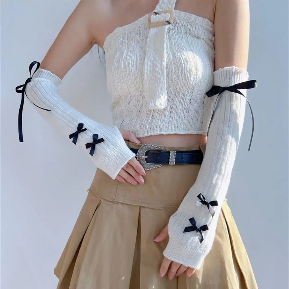 Streetwear Elastic Knitted Bow - Women'S Fashion Gloves 评论和价格