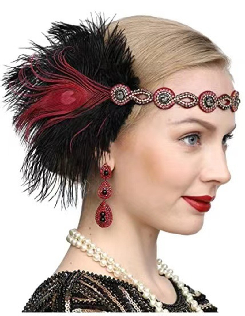 Peacock Feather Elastic Hair B - Women'S Fashion In The 1920S 评论和价格