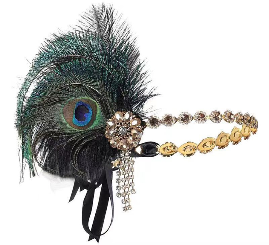 Peacock Feather Elastic Hair B - Women'S Fashion In The 1920S 评论和价格