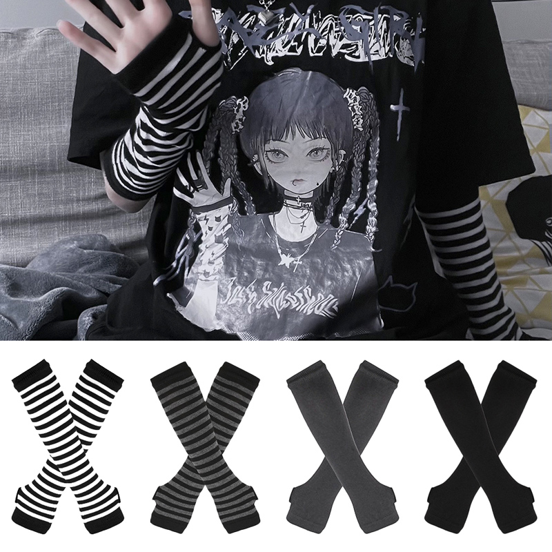 Women Long Sleeve Gothic Strip - Women Fashion Gloves 评论和价格